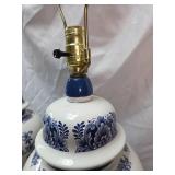 Delft Style Blue and White Ceramic Table Lamps - Pair