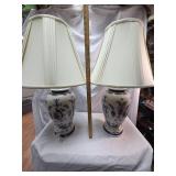 Delft Style Blue and White Ceramic Table Lamps - Pair