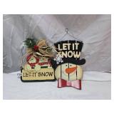 Let it Snow Wooden Snowman Sign