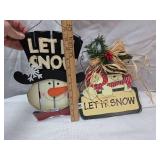 Let it Snow Wooden Snowman Sign