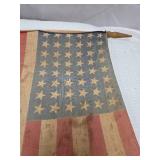INCREDIBLE VINTAGE 48 Star American Parade Flag with Wooden Staff