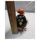 Decorative Black Bird Figurine with Brown Hat