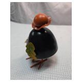 Decorative Black Bird Figurine with Brown Hat