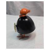 Decorative Black Bird Figurine with Brown Hat