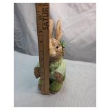 Straw Bunny with Carrot and Gingham Outfit