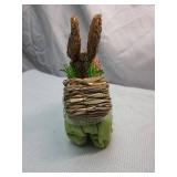 Straw Bunny with Carrot and Gingham Outfit