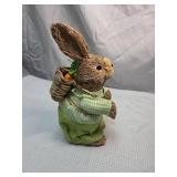 Straw Bunny with Carrot and Gingham Outfit