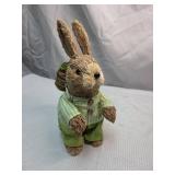 Straw Bunny with Carrot and Gingham Outfit