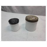 Milk Glass Cosmetic Jars with Metal Lids