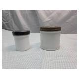 Milk Glass Cosmetic Jars with Metal Lids