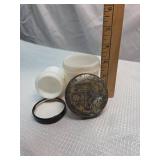 Milk Glass Cosmetic Jars with Metal Lids