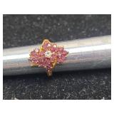 Pink Tourmaline Cluster Gold Ring Size 6