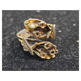 Gold Tone Bird Ring with Pearl Accent Size 8ish