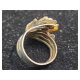 Gold Tone Bird Ring with Pearl Accent Size 8ish