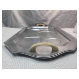 Art Deco Chrome Kitchen Cabinet Handle and Backplate