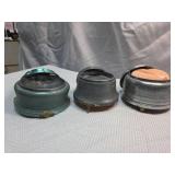 Set of 3 Victorian Era Metal Powder Boxes with Decorative Medallions