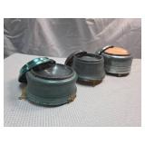 Set of 3 Victorian Era Metal Powder Boxes with Decorative Medallions