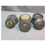 Metal Powder Boxes with Decorative Scene Medallions
