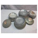 Decorative Metal Powder Boxes with Scene Medallions