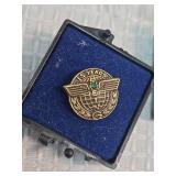 Pan Am 15 Year Service Pins with Green Stone