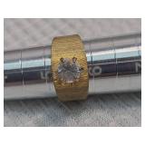 Mid Century Modern CZ Solitaire Ring