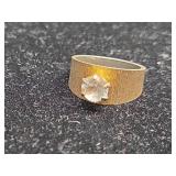 Mid Century Modern CZ Solitaire Ring