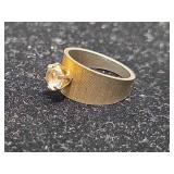 Mid Century Modern CZ Solitaire Ring