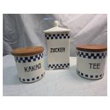 German Checkered Kitchen Canisters Set