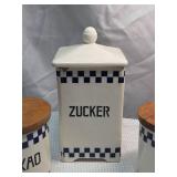 German Checkered Kitchen Canisters Set