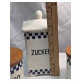 German Checkered Kitchen Canisters Set