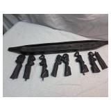 Hand Carved Wooden Figures with Display Board