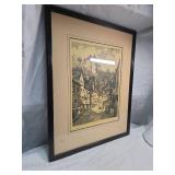 German Castle Street Scene Print - Heidenheim 1807