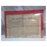 1852 Mansfield Herald Newspaper - The Orphan Children Story