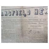 1852 Mansfield Herald Newspaper