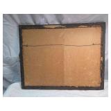 Original Watercolor Neighborhood Scene in Ornate Gold Frame