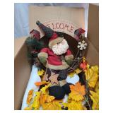 BIG BOX of Fall Decor Holiday Welcome Wreath with Santa, Scarecrow and Witch Decor