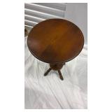 Round Wooden Pedestal Side Table — Base is unstable and requires repair - Retail: $75