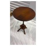 Round Wooden Pedestal Side Table — Base is unstable and requires repair - Retail: $75
