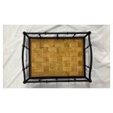 Woven Bamboo Tray with Black Metal Frame- Retail: $45