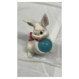 White Ceramic Bunny with Blue Ball - Retail: $15