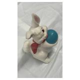 White Ceramic Bunny with Blue Ball - Retail: $15