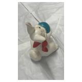 White Ceramic Bunny with Blue Ball - Retail: $15