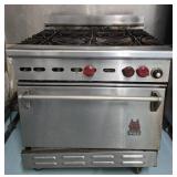 34in- Wolf Commercial 6-Burner Natural Gas Range with Oven Model- CHSSG-6-29
