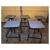 Industrial Adjustable Height Bar Stools - Set of 5