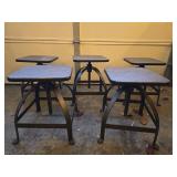 Industrial Adjustable Height Bar Stools - Set of 5