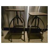 Industrial Adjustable Height Bar Stools - Set of 2