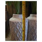 Textured White Ceramic Vase Set with Fake Leafs - Set of 2