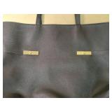 Black Leather Tote Bag with Gold Hardware