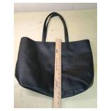 Black Leather Tote Bag with Gold Hardware