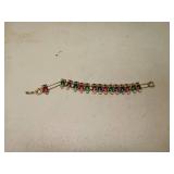 Multi-Color Glass Cabochon Owl Link Bracelet